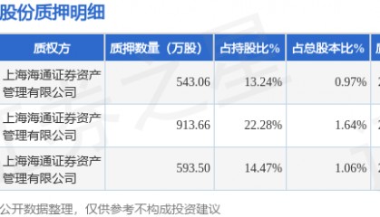 东方通（300379）股东黄永军质押2050.22万股，占总股本3.67%