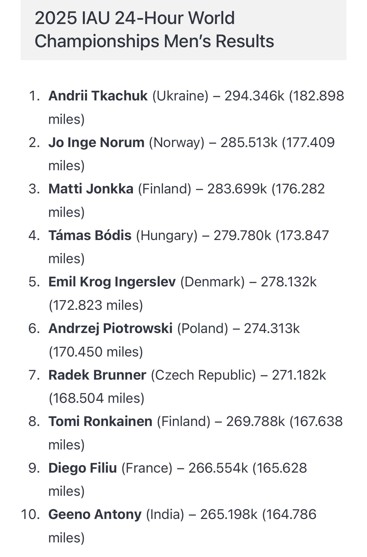 24小时狂奔278.622公里! 46岁女将打破女子24小时超马世界纪录